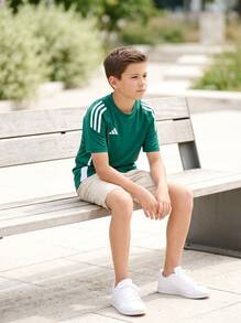 Adidas Tween Boys Shirts Comfortable Versatile Lightweight Sports Home School IS1028 - Green - View 2
