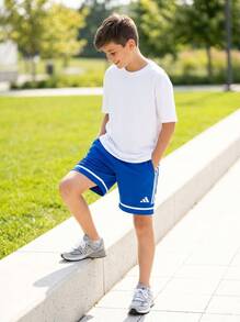 Adidas Tween Boys Shorts Classic Fit Stretchy Easy To Match Running Beach Sports JN5455 - Blue - View 6