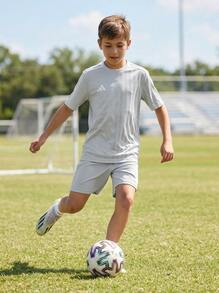 Adidas Tween Boys Shirts Classic Fit Quick-Dry Skin-Friendly Gym Daily Weekend JJ4165 - Light Grey - View 4