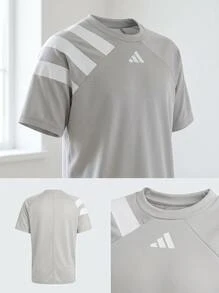 Adidas Tween Girls T-Shirts Versatile Lightweight Easy To Match School Gym Daily IK5774 - Grey - View 4