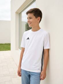 Adidas Tween Boys Shirts Skin-Friendly Stretchy Soft Travel Sports Home H44534 - White - View 1