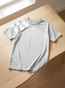 Adidas Tween Girls T-Shirts Versatile Lightweight Easy To Match School Gym Daily IK5774 - Grey - View 2
