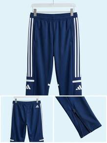 Adidas Tween Boys Sweatpants Breathable Skin-Friendly Versatile Training Daily Outdoor JD4799 - Dark Blue White - View 2