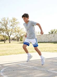 Adidas Tween Boys Shorts Classic Fit Stretchy Easy To Match Summer Gym Daily JJ2425 - Blue White - View 4