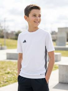 Adidas Tween Boys Shirts Skin-Friendly Stretchy Soft Travel Sports Home H44534 - White - View 6