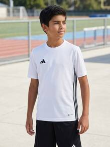 Adidas Tween Boys Shirts Skin-Friendly Stretchy Soft Travel Sports Home H44534 - White - View 3