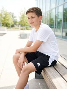 Adidas Tween Boys Shorts Soft Quick-Dry Moisture-Wicking Outdoor Training Casual IR9368 - Black - View 4