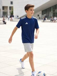 Adidas Tween Boys Shirts Soft Durable Comfortable School Gym Daily JJ4163 - Navy Blue White - View 4