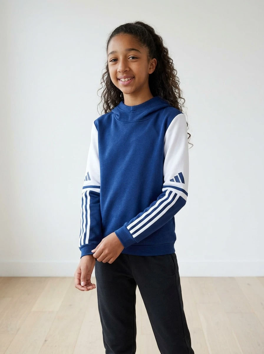Adidas Tween Girls Sweatshirts Quick-Dry Skin-Friendly Stretchy Training Casual Outdoor JD4804 - Navy Blue White - View 1