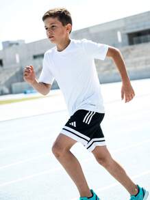 Adidas Tween Boys Shorts Soft Quick-Dry Moisture-Wicking Training Casual Running JE2772 - Black White - View 3