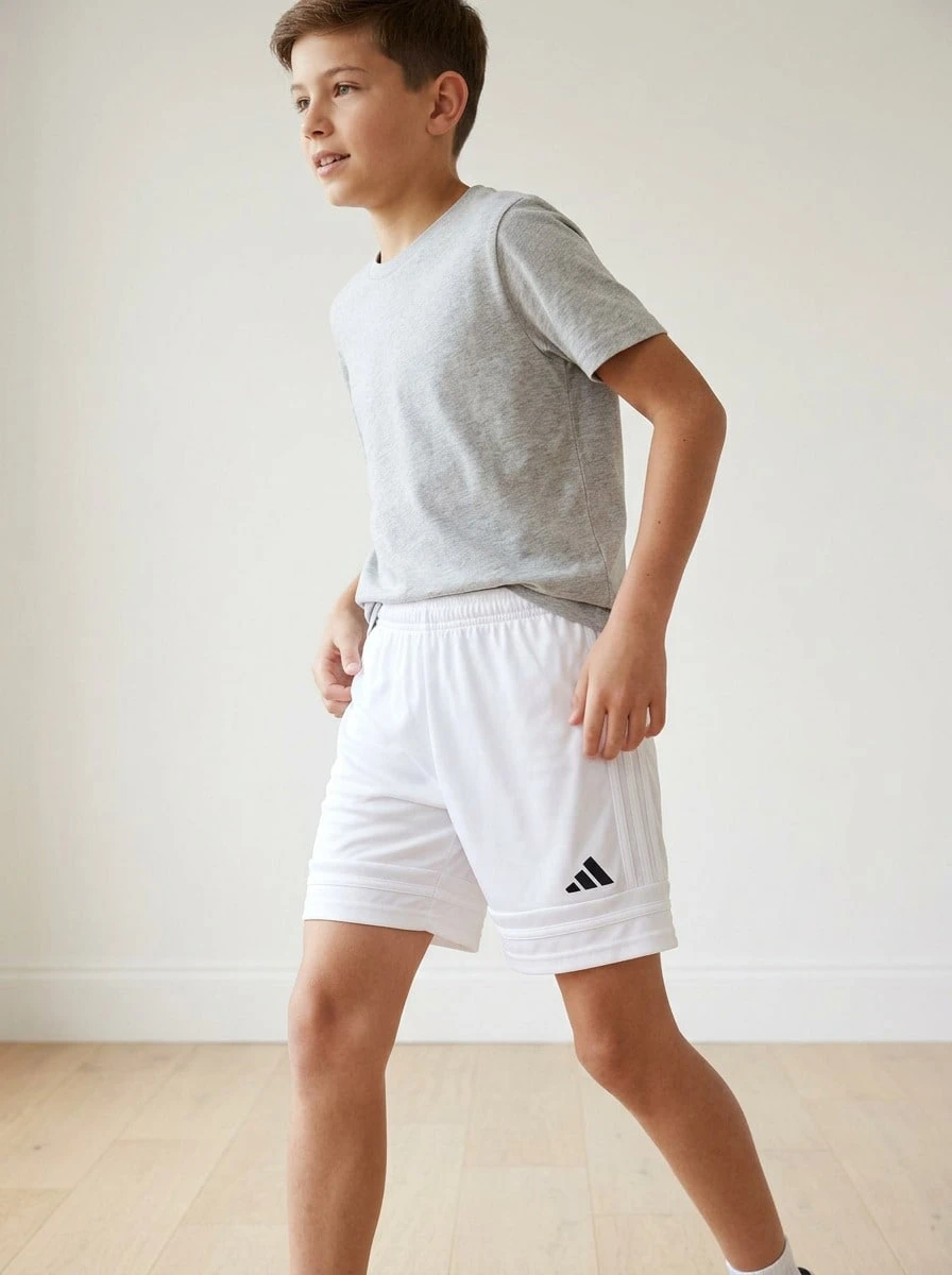 Adidas Tween Boys Shorts Durable Lightweight Versatile Casual Running Beach JJ2423 - White - View 1