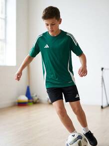 Adidas Tween Boys Shirts Comfortable Versatile Lightweight Sports Home School IS1028 - Green - View 3