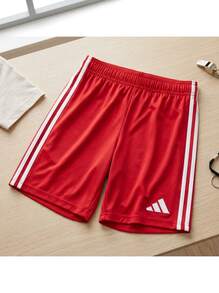 Adidas شورتات أولاد مراهقين مريحة بقصة كلاسيكية مرنة لعطلة نهاية الأسبوع والصيف والجيم JN7172 - الأحمر - مشاهدة 2