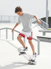 Adidas Tween Boys Shorts Soft Quick-Dry Moisture-Wicking Daily Outdoor Training JJ2424 - White Red - View 5