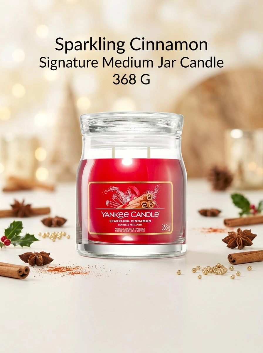Yankee Candle Sparkling Cinnamon Signature Medium Jar Candle 368 G - Sparkling Cinnamon - View 1