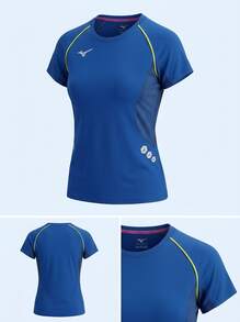 Mizuno قمصان رياضية للنساء باللون الأزرق - الأزرق - مشاهدة 4