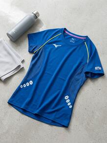 Mizuno قمصان رياضية للنساء باللون الأزرق - الأزرق - مشاهدة 2