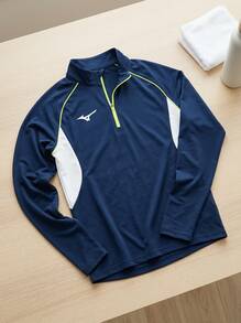 Mizuno قمصان رياضية للرجال أزرق داكن - أزرق بحري - مشاهدة 2