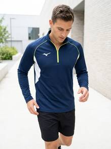 Mizuno قمصان رياضية للرجال أزرق داكن - أزرق بحري - مشاهدة 4