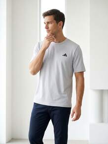 Adidas Men Sports Tees & Tanks Comfortable Versatile Lightweight Outing Gym Home Silver KC5285 - Silver - View 6