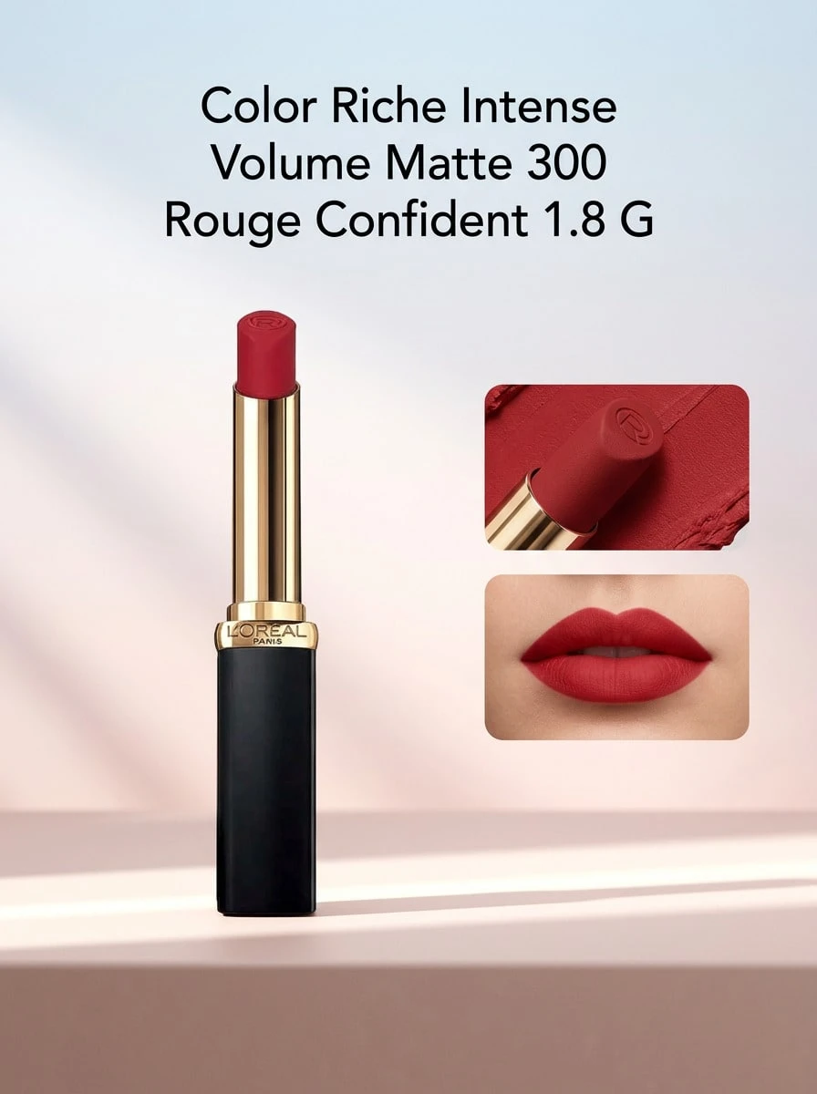 L’Oreal Paris روج مات عالي الحجم 300 روج كونفيدنت 1.8 جرام - 300 روج واثقون - مشاهدة 1