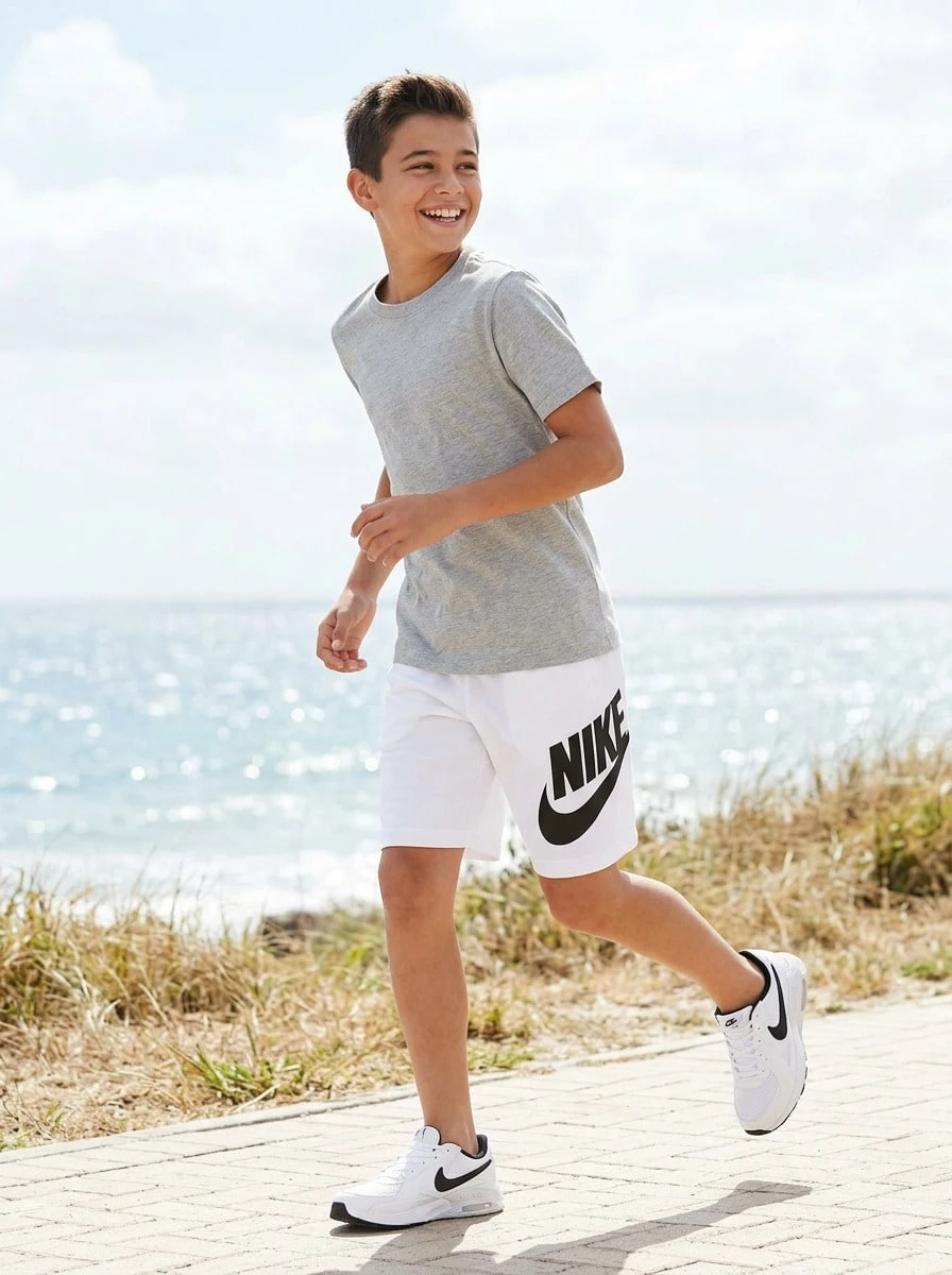 Nike Tween Boys Shorts Durable Lightweight Versatile Beach Sports Weekend FD2997-100 - White - View 1