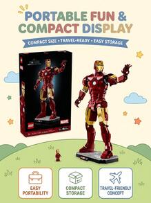 LEGO Marvel Iron Man Mark 3 Collectors Edition Building Blocks Set Unisex 76344 Red And Gold Home Display Christmas Party Superhero DIY Toy Action Figure - Multicolor - View 4