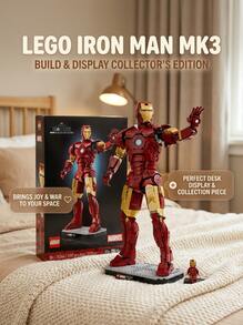 LEGO Marvel Iron Man Mark 3 Collectors Edition Building Blocks Set Unisex 76344 Red And Gold Home Display Christmas Party Superhero DIY Toy Action Figure - Multicolor - View 3