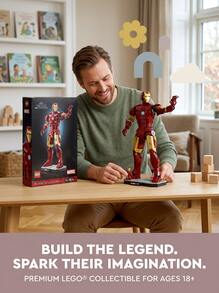 LEGO Marvel Iron Man Mark 3 Collectors Edition Building Blocks Set Unisex 76344 Red And Gold Home Display Christmas Party Superhero DIY Toy Action Figure - Multicolor - View 2