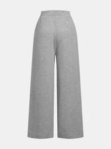 2pcs/Pack For Tween Girl , Wide Leg Sweatpants, Casual Basic Fashion, Suitable For All Seasons Chic For Autumn/Winter Fall - Multicolor - View 5