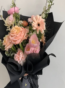 SHEIN 38 piezas de papel de envolver flores de algodón, envoltura floral impermeable de tela no tejida para suministros de floristería