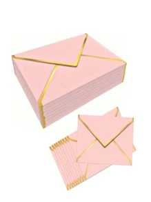 SHEIN 50 Pack Envelopes For Invitations With Gold Border, Self Adhesive A7 Envelopes With V-Flap, Great For Graduation, Invitation, Shower, Wedding And RSVP Cards - Multicolor - View 7