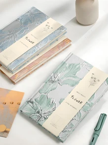 1 件精装 A5 笔记本，带浮雕封面，百合主题创意日记本，非常适合书写和做笔记 - 藍色 - 查看 4