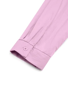 SHEIN Unity Women Plus Size Long Cross Tie Shirt - Pink - View 7