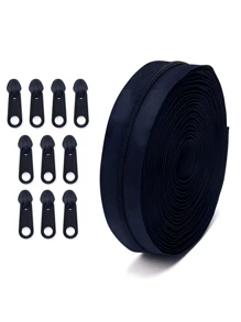 1 Set = 4.5m Zipper + 10pcs Plastic Zipper Pulls, Colorful Nylon #3 Zipper With 10pcs Matching Plastic Zipper Pulls, 1set/5sets, For Apparel, Textile, Luggage - Multicolor - View 18