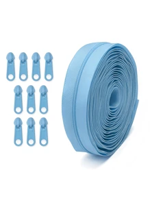 1 Set = 4.5m Zipper + 10pcs Plastic Zipper Pulls, Colorful Nylon #3 Zipper With 10pcs Matching Plastic Zipper Pulls, 1set/5sets, For Apparel, Textile, Luggage - Multicolor - View 12