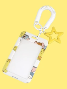 TOM & JERRY X SHEIN 可爱的奶酪和老鼠印花挂绳身份证夹 - 白色 - 查看 3