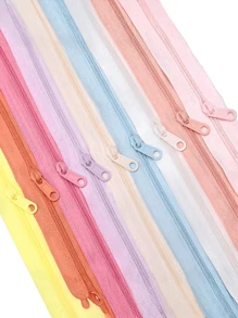 1 Set = 4.5m Zipper + 10pcs Plastic Zipper Pulls, Colorful Nylon #3 Zipper With 10pcs Matching Plastic Zipper Pulls, 1set/5sets, For Apparel, Textile, Luggage - Multicolor - View 5