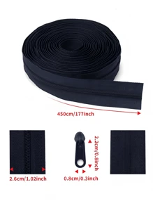 1 Set = 4.5m Zipper + 10pcs Plastic Zipper Pulls, Colorful Nylon #3 Zipper With 10pcs Matching Plastic Zipper Pulls, 1set/5sets, For Apparel, Textile, Luggage - Multicolor - View 8