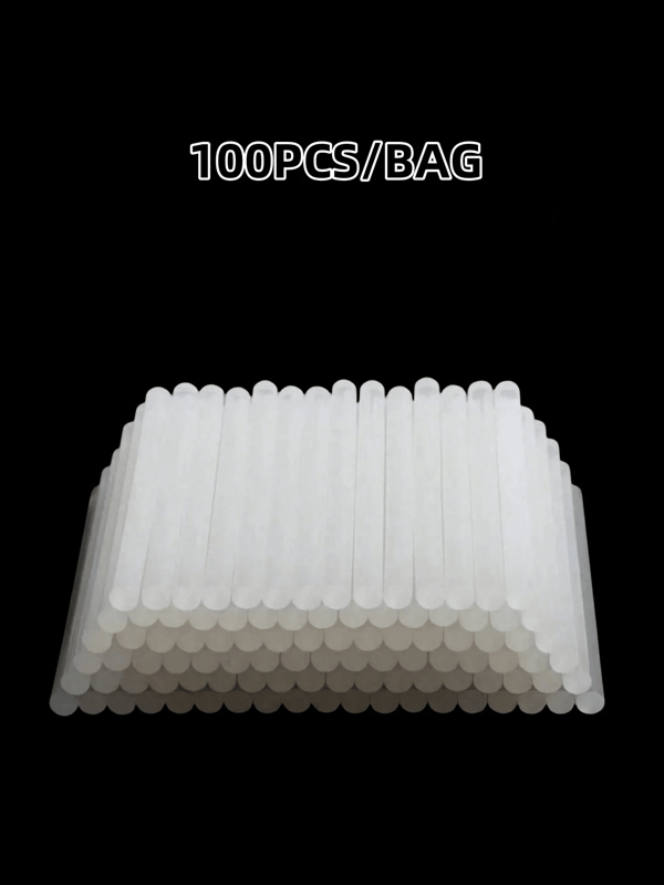 SHEIN 5 pièces/10 pièces/20 pièces/30 pièces/50 pièces/80 pièces/100 pièces/150 pièces Lot de bâtons de colle thermofusible, pour l'artisanat DIY, les réparations domestiques générales, l'artisanat des festivals. Les bâtons de colle thermofusible ont une bonne fonction adhésive et peuvent être utilisés pour le collage du bois, du métal, du verre, des fleurs, de la mousse, du tissu, du, de la céramique, des décorations, de l'artisanat, des produits électroniques, des produits en papier, de l'emballage, des photos, du papier de bureau et de la plupart des applications en plastique. Accessoires d'outils
