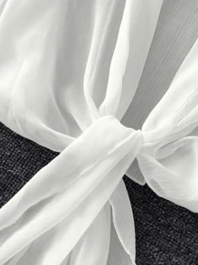 Arcane Artistry Women's Summer Lightweight Lantern Sleeve Tie Front Kimono Cardigan