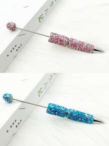 SHEIN Glitter Beadable Pens Full Rhinestone Fancy Pens For Beads Cute Journalling Pens For Women Fun Bling Ballpoint Pens Tween Gifts Stuff Back To School