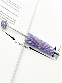 SHEIN Glitter Beadable Pens Full Rhinestone Fancy Pens For Beads Cute Journalling Pens For Women Fun Bling Ballpoint Pens Tween Gifts Stuff Back To School