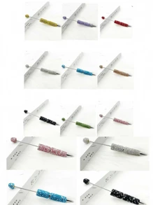 SHEIN Glitter Beadable Pens Full Rhinestone Fancy Pens For Beads Cute Journalling Pens For Women Fun Bling Ballpoint Pens Tween Gifts Stuff Back To School