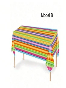 Printed Plastic Tablecloth, Multi-Color Styles (54 X 108 Inches), Suitable For Holidays, Taco Night, Birthday And Mexican Theme Parties
