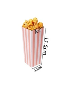 SHEIN 12 hộp đựng bỏng ngô giấy sọc dùng cho tiệc (màu hồng) - Hồng - Xem 2