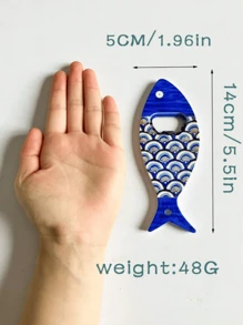 SHEIN 开瓶器钥匙扣磁性鲨鱼造型动物苏打饮料吧厨房工具礼物蓝色 - 藍色 - 查看 6