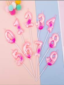 Velas de cumpleaños números 0-9, decoraciones de cumpleaños de sirena, velas de cumpleaños feliz 0th-9th para pastel, velas de pastel de cumpleaños, decoraciones de sirena para pasteles de cumpleaños, suministros para fiesta de cumpleaños - Rosa - Ver 1