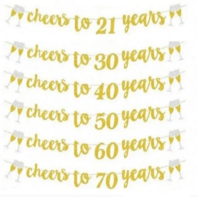 SHEIN 1 件 21、30、40、50、60、70 岁生日横幅 21、30、40、50、60、70 岁生日派对创意快乐 21、30、40、50、60、70 岁生日横幅装饰用品庆祝派对横幅欢呼 21、30、40、50、60、70 岁悬挂彩旗生日派对装饰用品