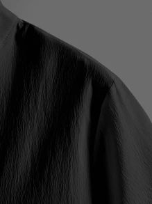 Manfinity Homme Áo sơ mi nam tay ngắn màu đen trơn mùa hè, dáng rộng, dáng rộng - màu đen - Xem 3